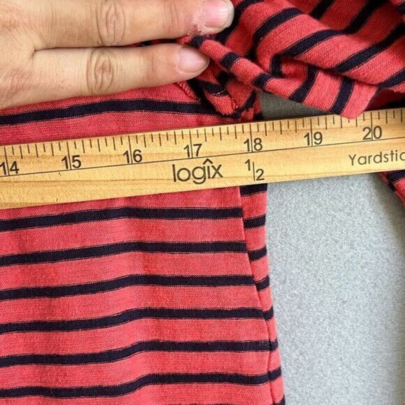 Cut Loose Long Sleeve Top XS Striped Red/Navy Ruched Back Nautical Lagenlook - Picture 7 of 12